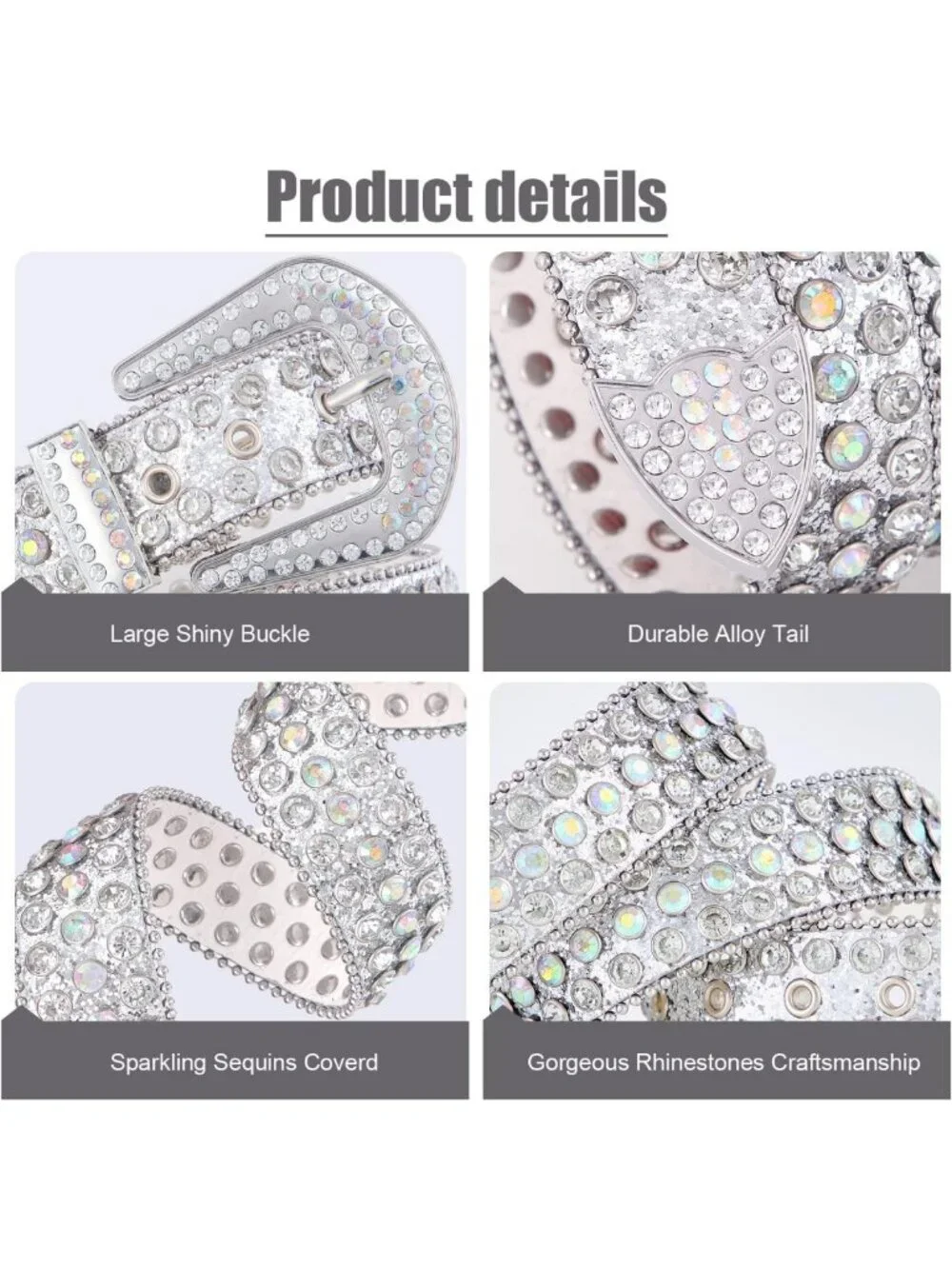 Rhinestone Western Studded Leather Belt for Men & Women - Bling Cowgirl Waist
